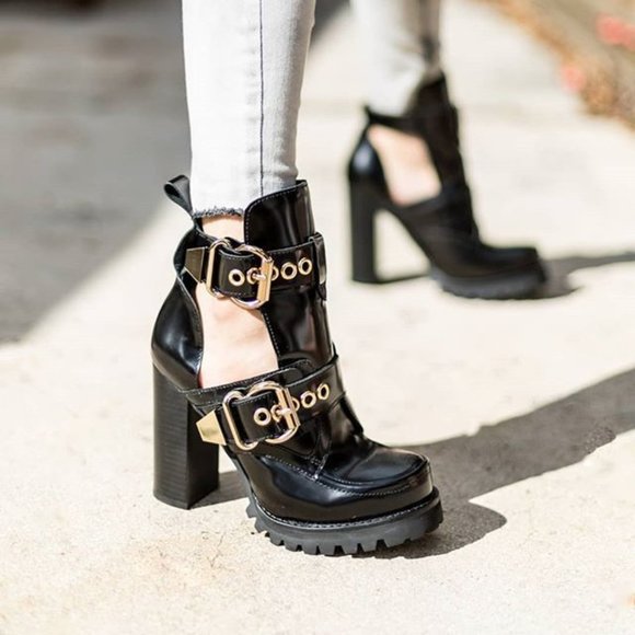 Jeffrey Campbell Shoes - Jeffrey Campbell Craven Black Buckle Strap Heeled Boot